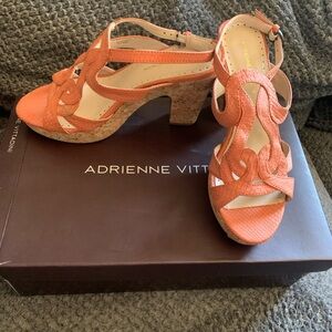 ADRIENNE VITTADINI Yasmin Cork heeled slingbacks Sandals SIZE 7